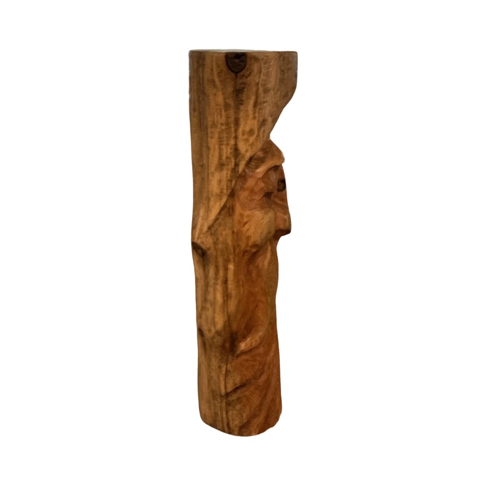 Handmade Wood Spirit Sculpture Hand Carved Rustic Cabin Folk Art 12 Inch Log - Picture 3 of 7